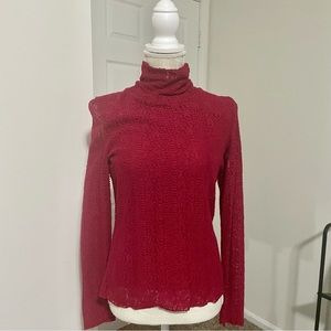 J. JILL Lace Sheer Sleeve Stretchy Lined Top Size Small